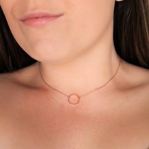 Rose Gold Dipped Choker Collar Circle Necklace